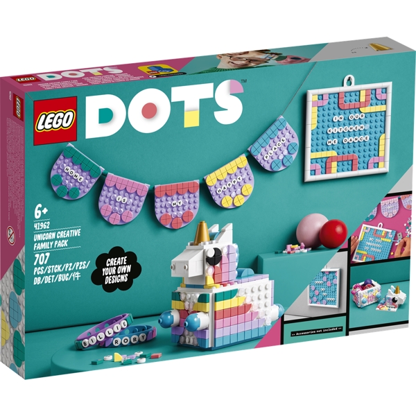 Image of Kreativ familiepakke - enhjørning - 41962 - LEGO DOTS (41962)