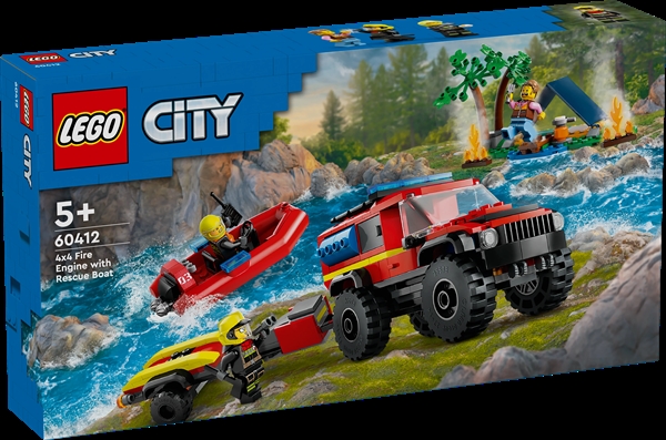 LEGO City Firhjulstrukket brandbil med redningsbåd - 60412 - LEGO City