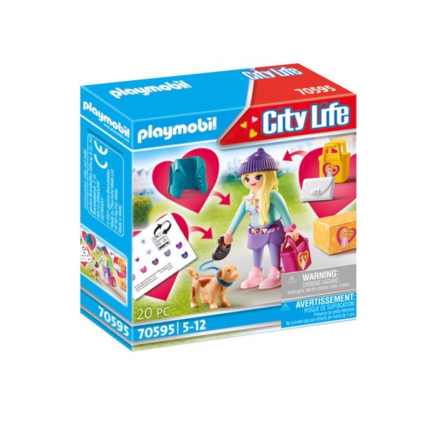 Playmobil City Life Mode Pige med hund  - PL70595 - PLAYMOBIL City Life