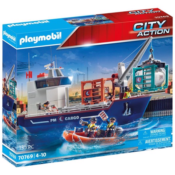 Image of Fragtskib med båd - PL70769 - PLAYMOBIL City Action (PL70769)
