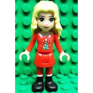 LEGO Minifigures Christina, Red Skirt and Leggings, Red Long Sleeve Christmas Top