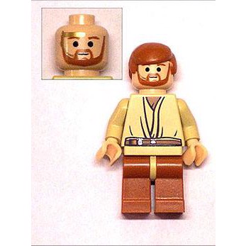 LEGO Star Wars Obi-Wan Kenobi, orange/brune ben,  med headset