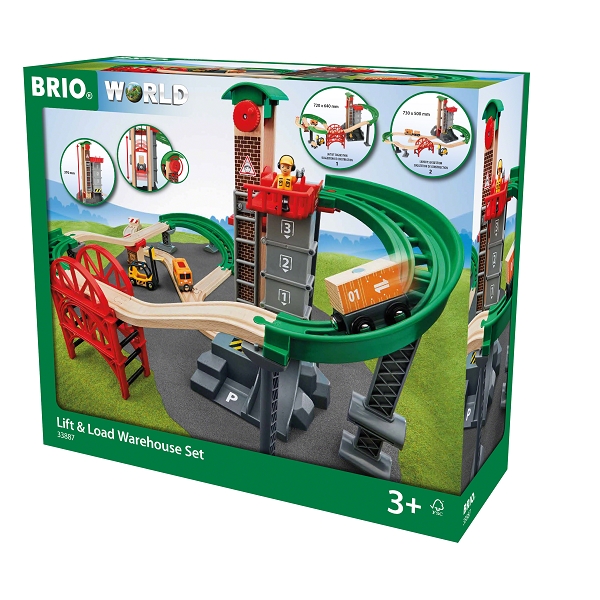 Togbane, løft og læs med lagerbygning  - BRIO